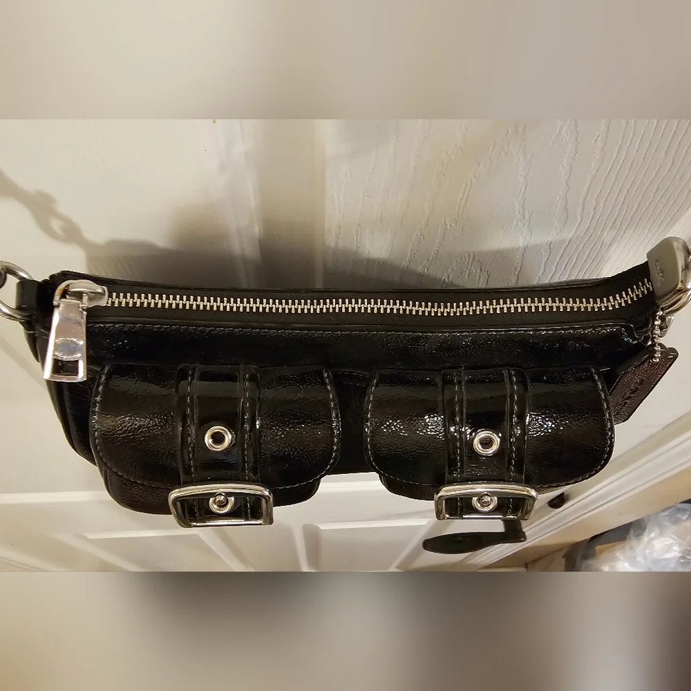 Coach Ashton Black Glazed Leather Crossbody Bag - Picture 3 of 11